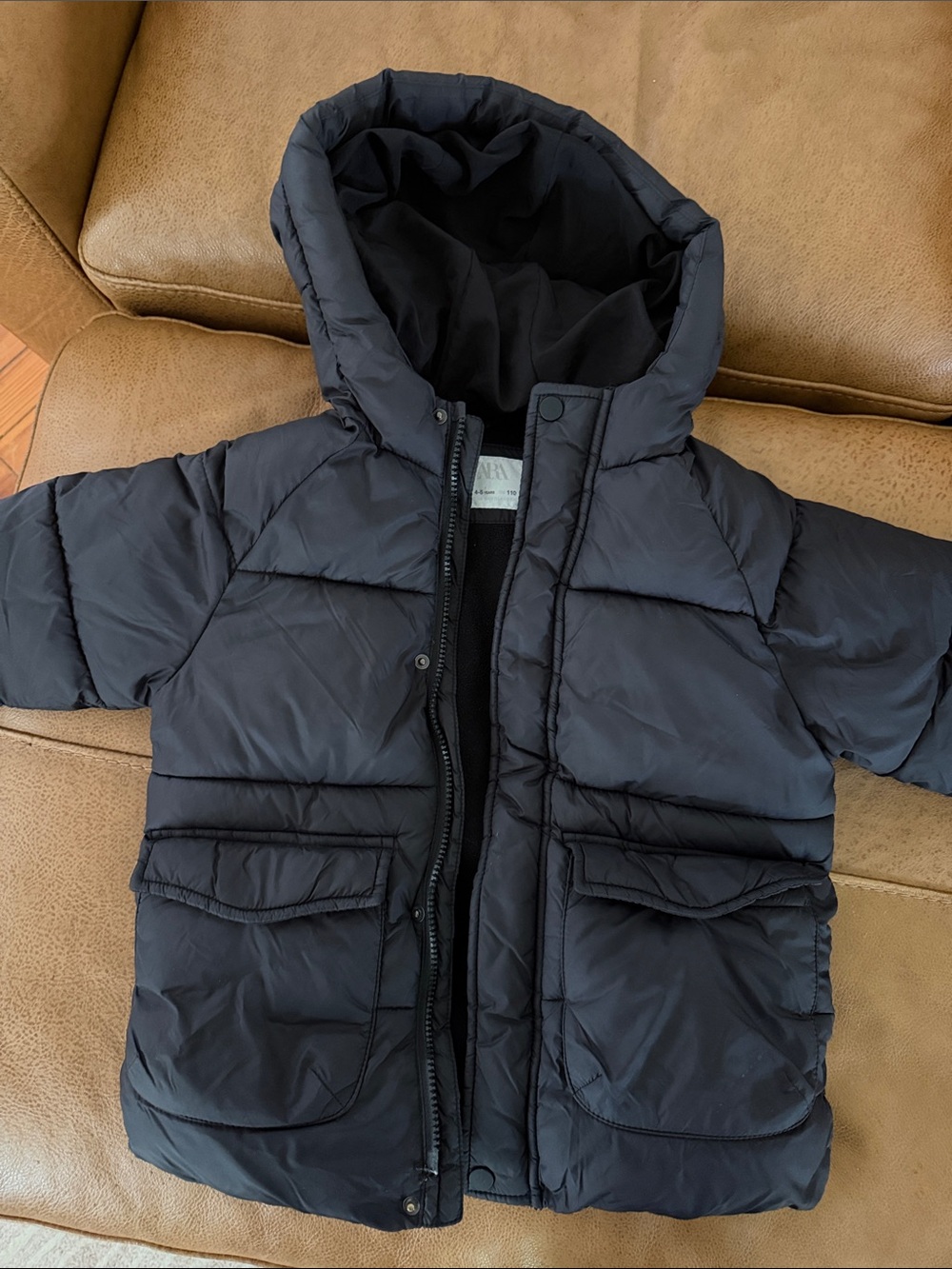 Zara Kids Black Hooded Puffer Jacket